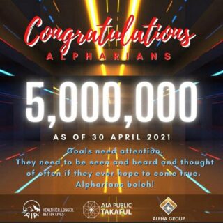 As part of Alpha team, we are pleased to announce RM5 Million YTD Production. Alhamdulillah! 

Well done Alpha team! Well done Zahin Solutions team! 

InshaAllah we will achieve our target of RM25M this year. Teamwork makes the dream work! 

#aiapublictakaful 
#zahinsolutionswisesolutions