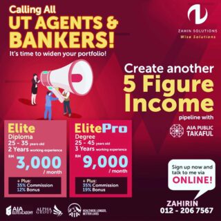 Yes another 5 figure income pipeline! 
The time is now! 
DM me to know more about this beautiful and rewarding career ♥️ #0122067567 
Other working experience are welcomed too! 
#unittrust #mutualfund #aiatakaful #publicmutual #manulife #kenanga #cwa #carikerjamalaysia #zurichtakaful #maybank #rhb #hsbc #cimb