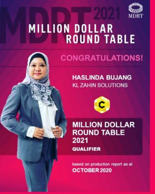 Tahniah kpd @haslinda.bujang atas pencapaian MDRT utk dua tahun berturut2. Semoga dgn MDRT ini adalah penanda utk pencapaian yg lebih baik dan juga motivasi utk terus menolong ramai lagi tentang kepentingan adanya perancangan kewangan. 

Alhamdulillah syukur. 🤲🤲🤲

#MDRT2021
#zahinsolutionswisesolutions 
#aiapublictakaful 
#supremeMDRT
#MenitiDuniadenganRahmatTuhan